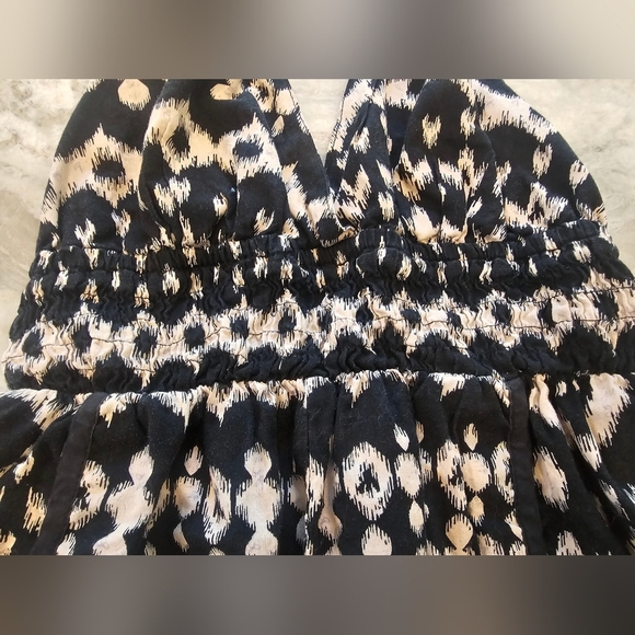 Xhilaration Black Beige Ikat Halter Romper – Size M Boho Festival Summer - Picture 3 of 11